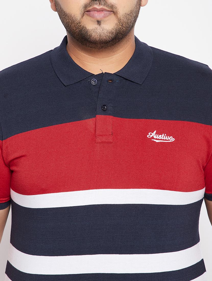 navy blue color-blocked polo-t-shirt - 18065530 - Standard Image - 4
