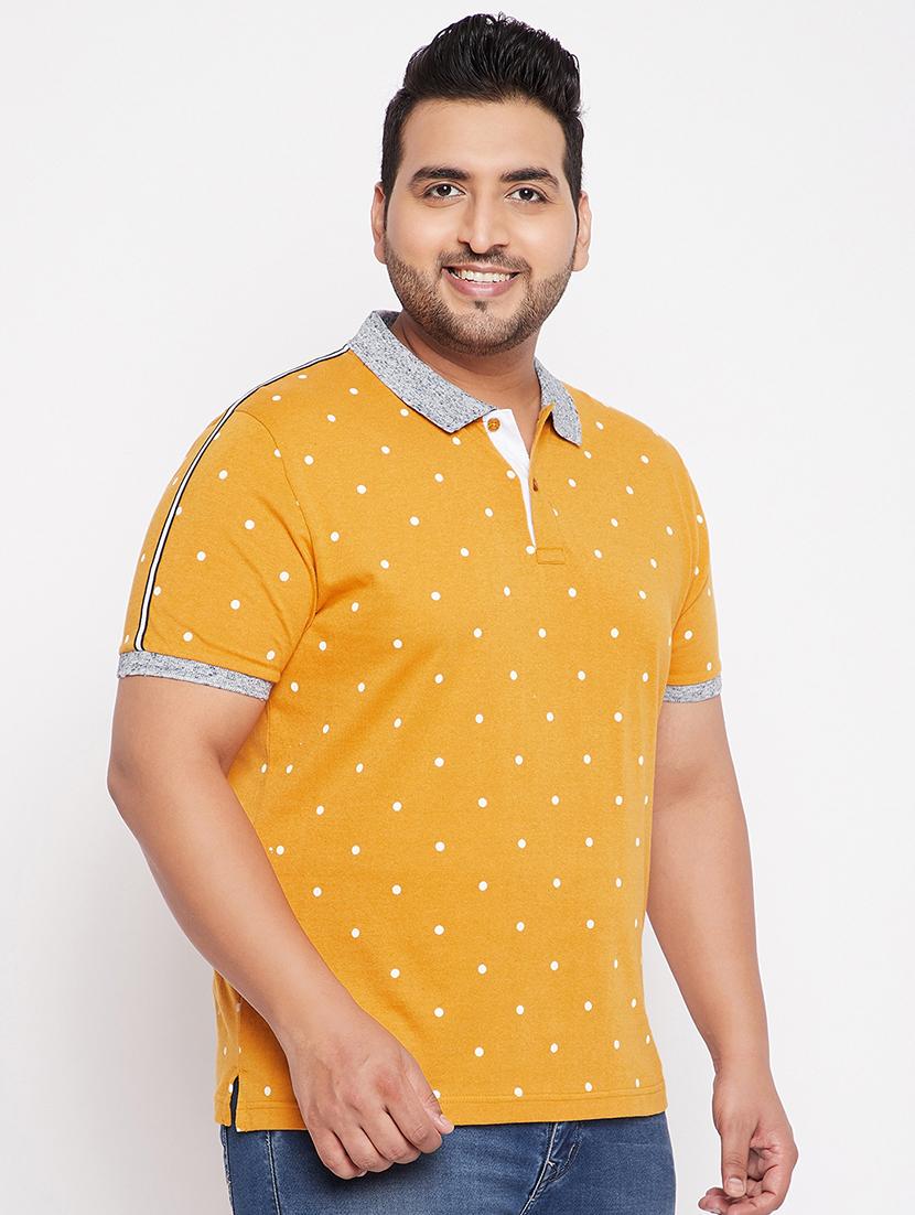 mustard yellow printed polo-t-shirt - 18065540 - Standard Image - 1