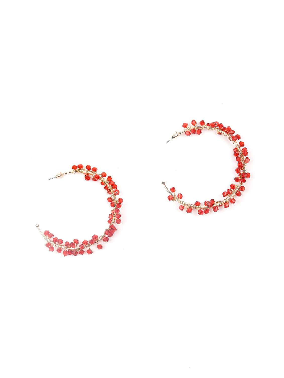 red metal hoop earring