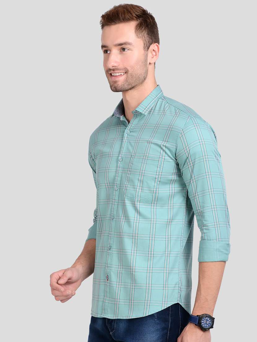 green checkered casual shirt - 18066117 - Standard Image - 1
