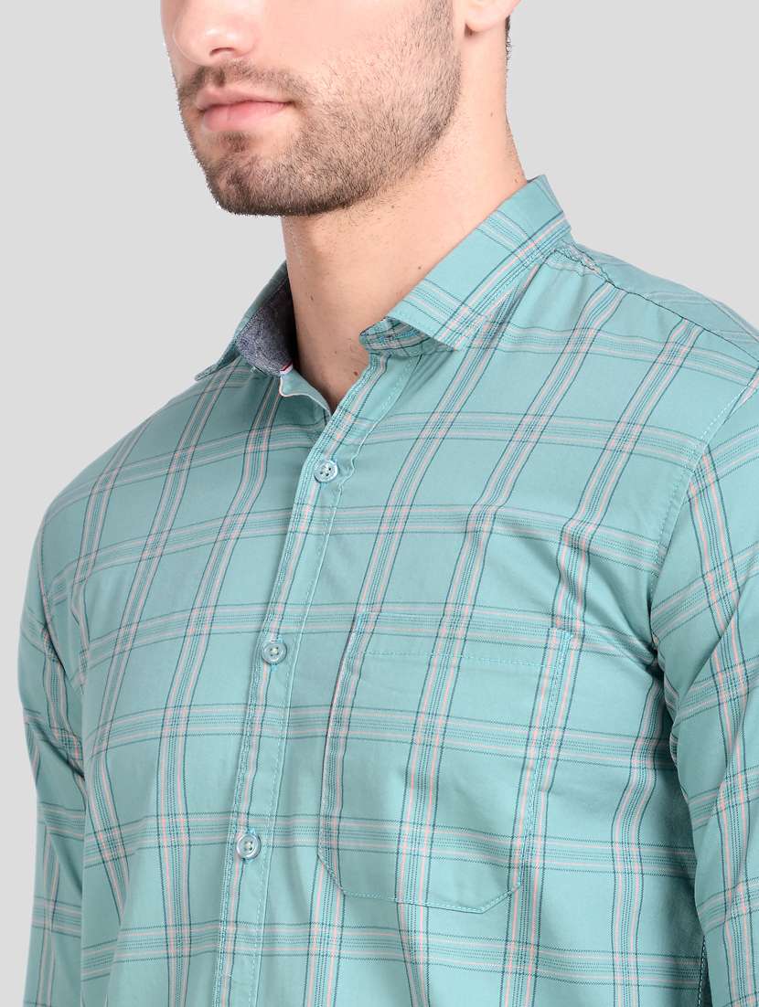 green checkered casual shirt - 18066117 - Standard Image - 4