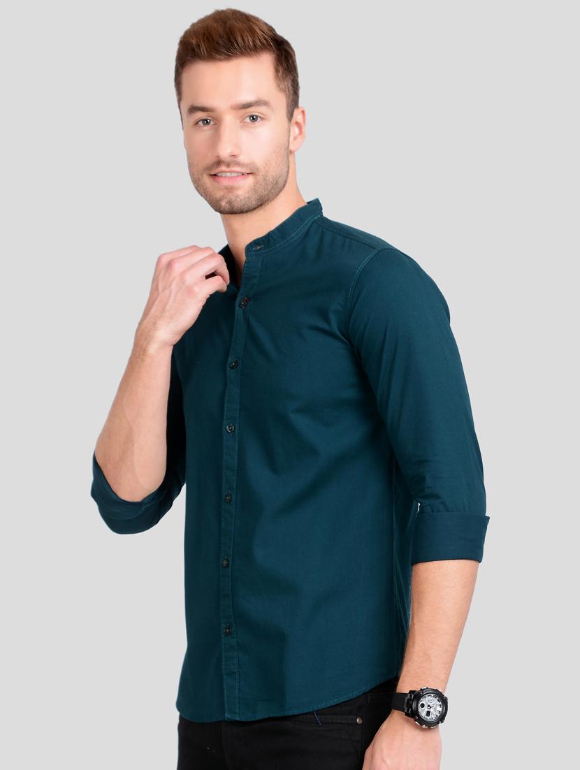 teal solid casual shirt - 18066144 - Standard Image - 1
