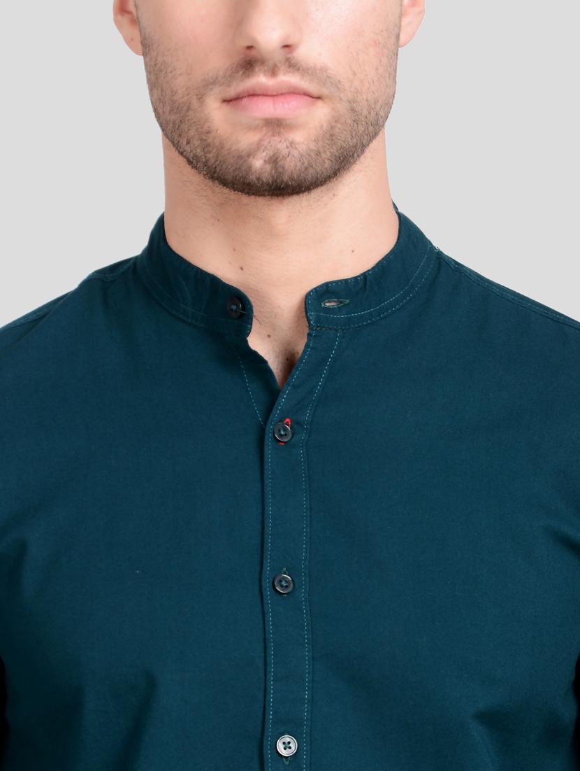 teal solid casual shirt - 18066144 - Standard Image - 4