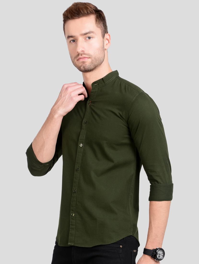 green solid casual shirt - 18066145 - Standard Image - 1