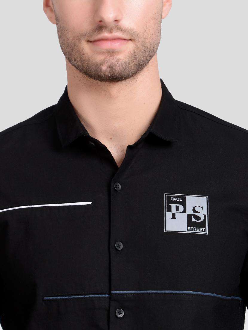 black solid casual shirt - 18066151 - Standard Image - 4