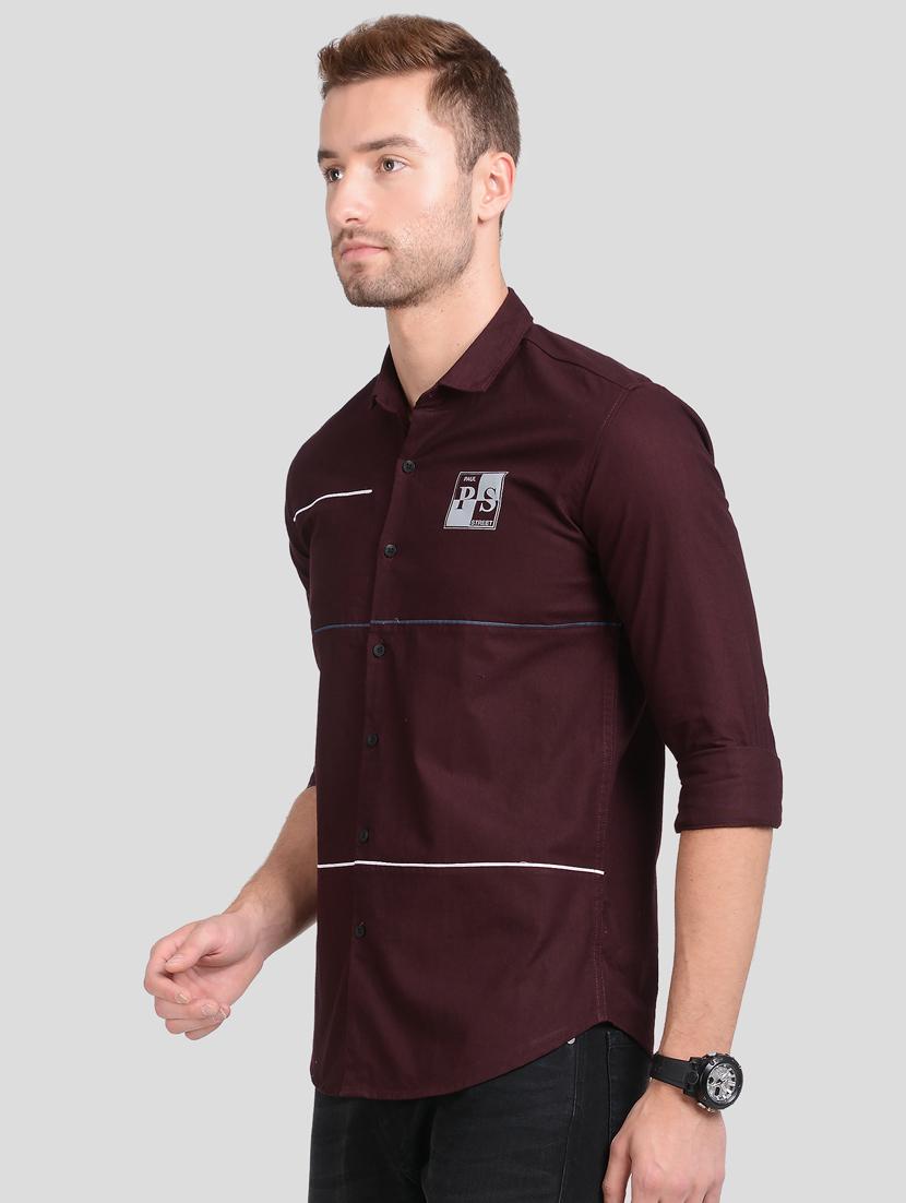 maroon solid casual shirt - 18066156 - Standard Image - 1