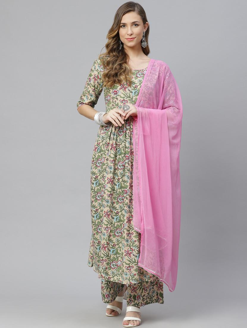 green rayon suit set - 18066518 - Standard Image - 1