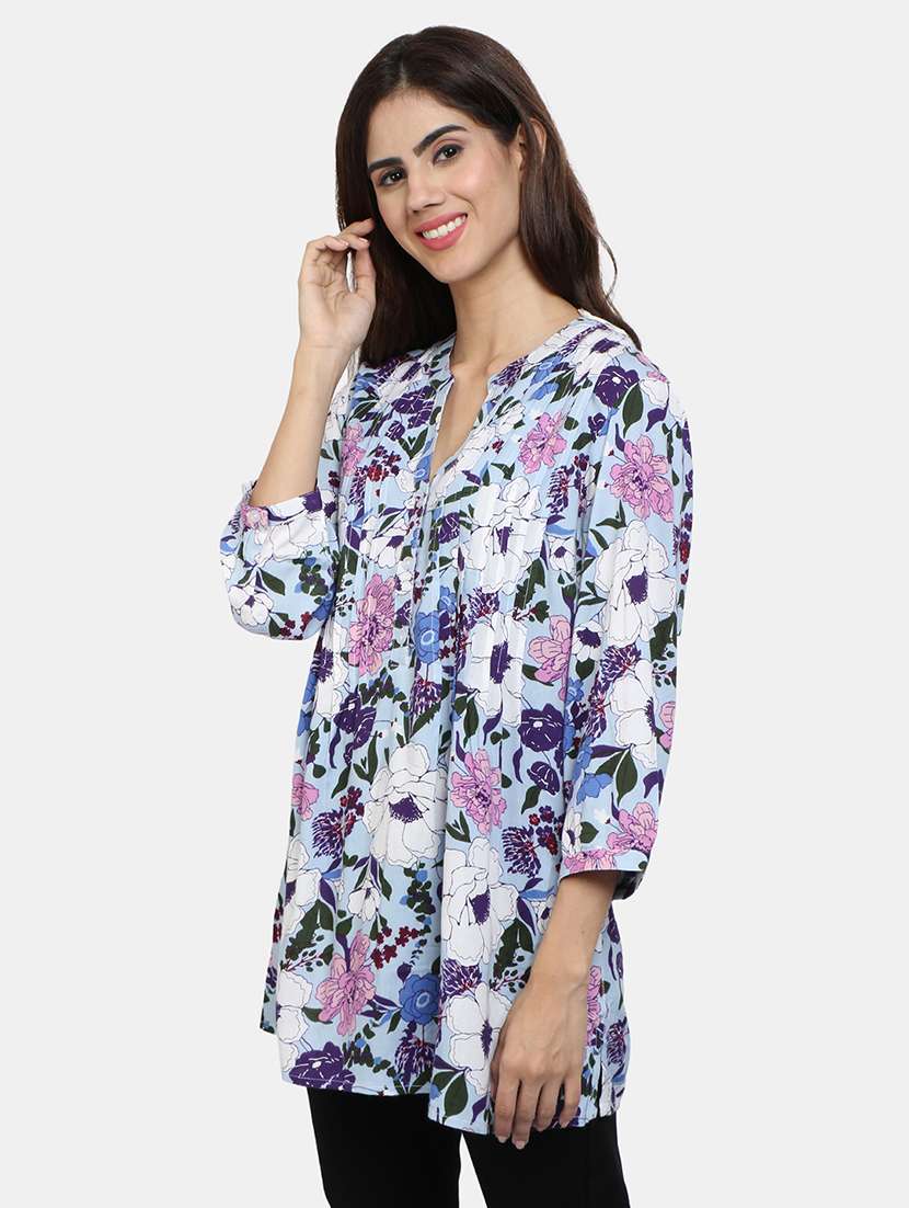 mandarin neck floral tunic - 18066838 -  Standard Image - 1