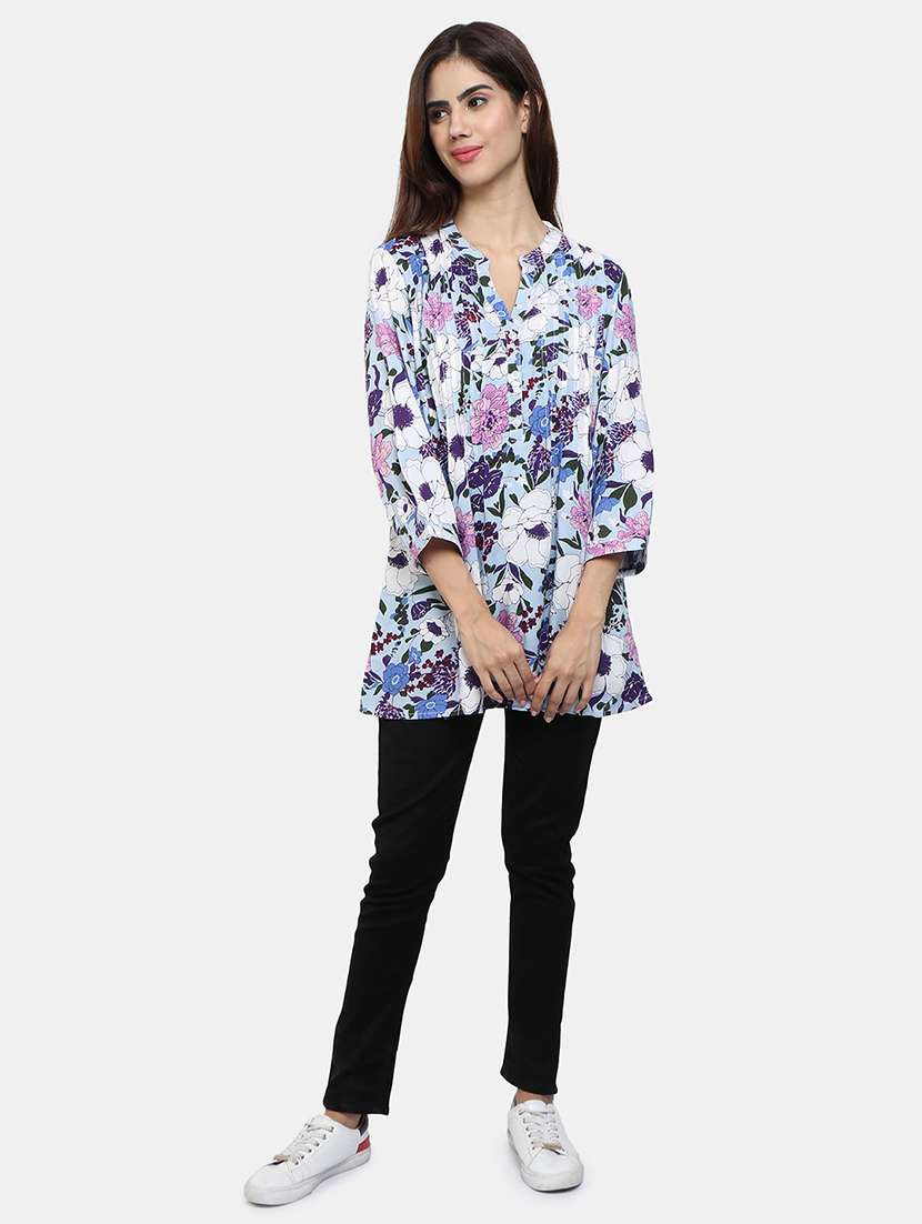 mandarin neck floral tunic - 18066838 -  Standard Image - 4