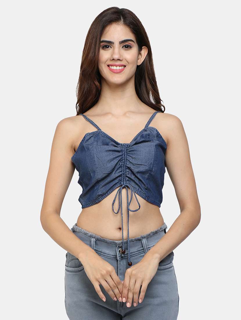 women's crop v neck top