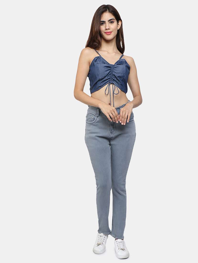 women's crop v neck top - 18066839 - Standard Image - 4