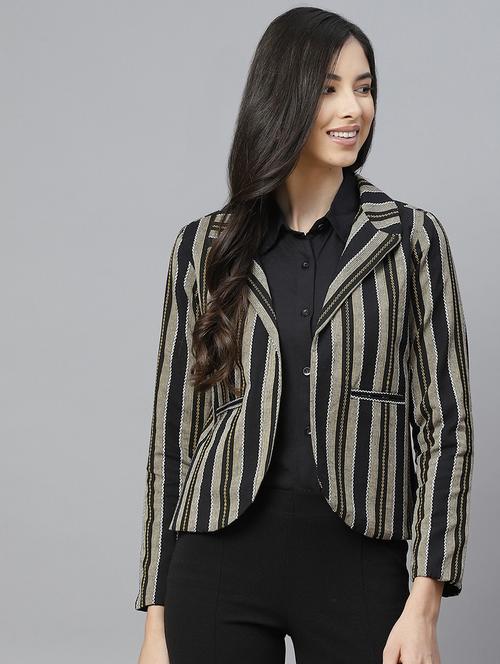 black cotton casual blazer - 18067006 - Standard Image - 0