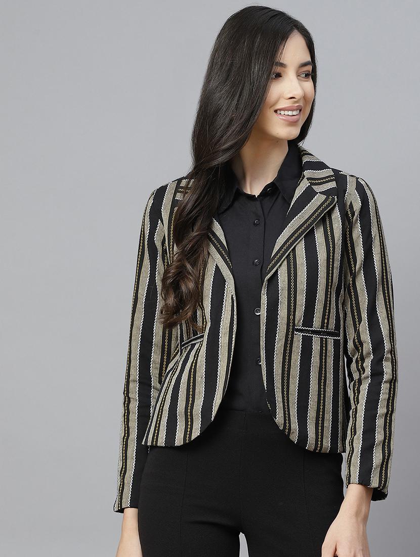 black cotton casual blazer - 18067006 - Zoom Image - 0