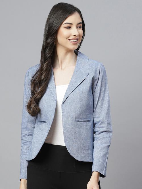 blue cotton casual blazer - 18067007 - Standard Image - 0