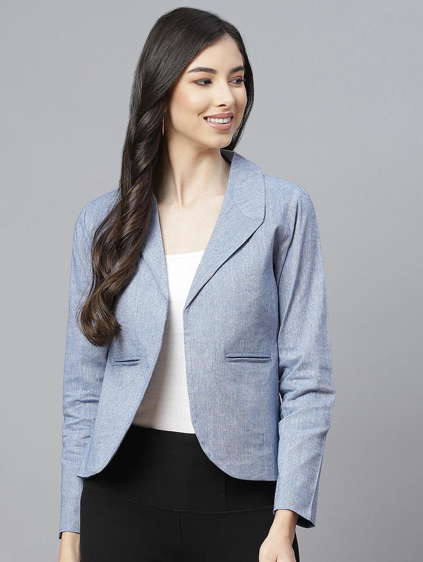 blue cotton casual blazer - 18067007 - Zoom Image - 0