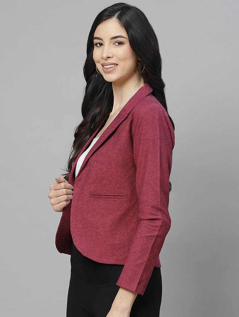 magenta cotton casual blazer - 18067008 - Standard Image - 1