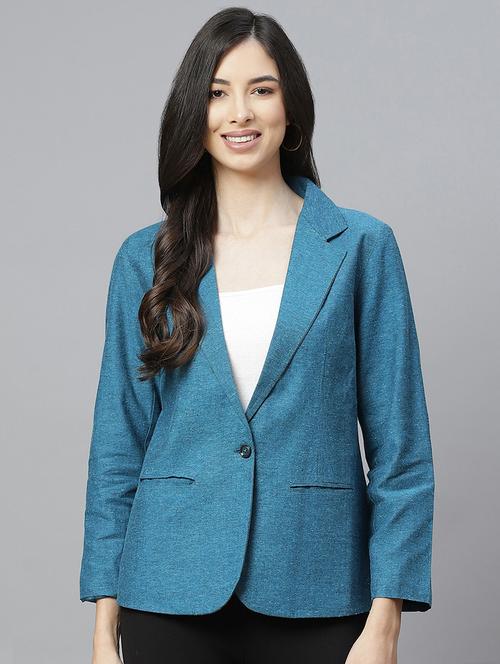 blue cotton casual blazer - 18067009 - Standard Image - 0