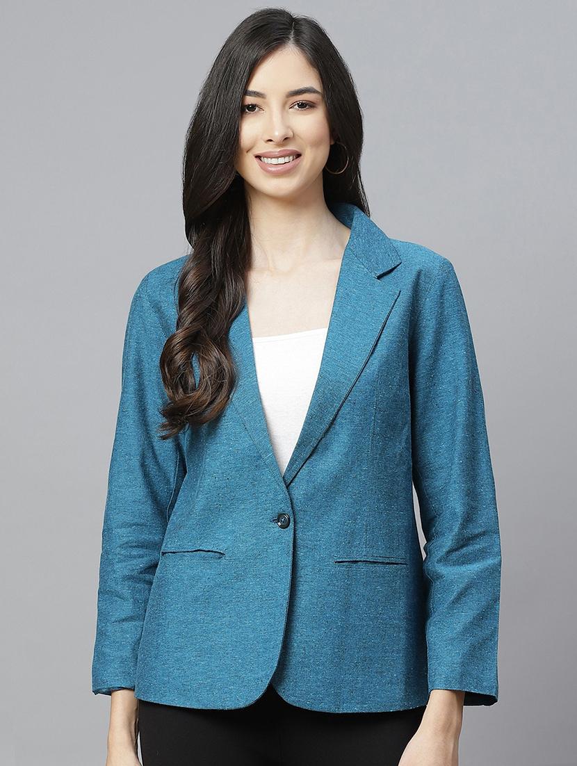 blue cotton casual blazer - 18067009 - Zoom Image - 0