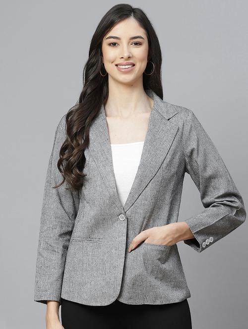 grey cotton casual blazer - 18067010 - Standard Image - 0