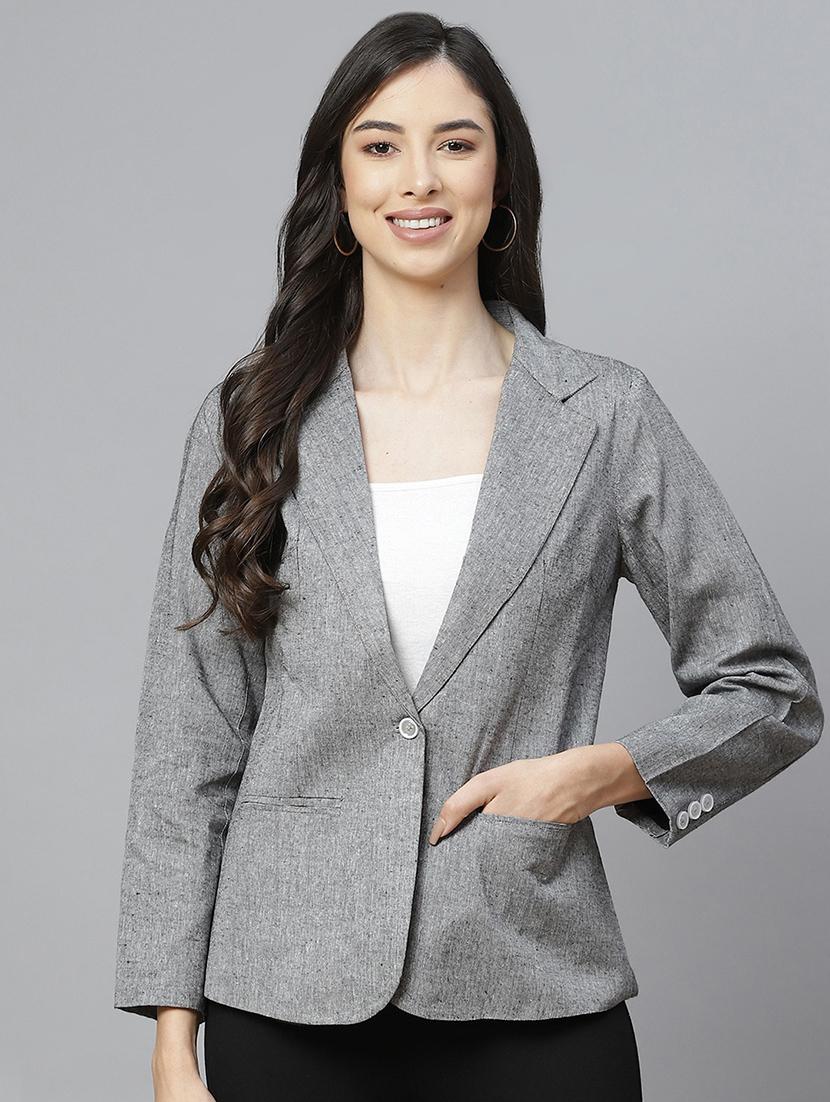 grey cotton casual blazer - 18067010 - Zoom Image - 0