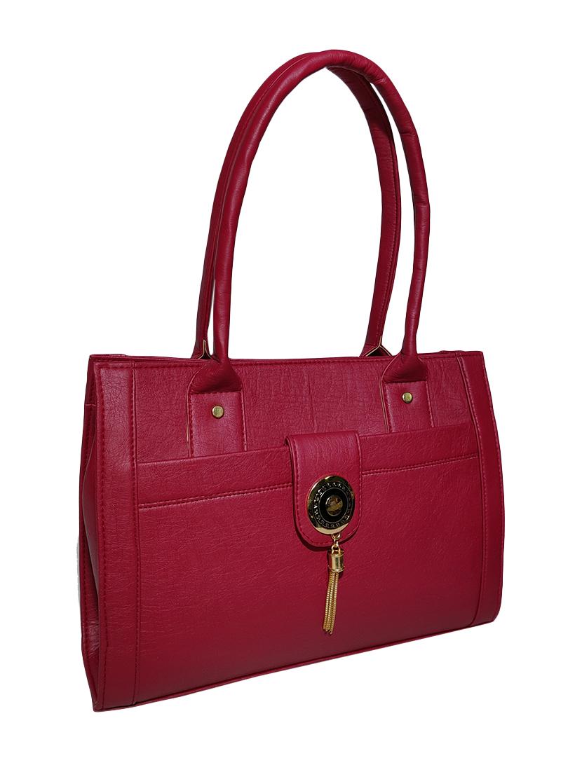 maroon leatherette (pu) handbag - 18067026 - Zoom Image - 0