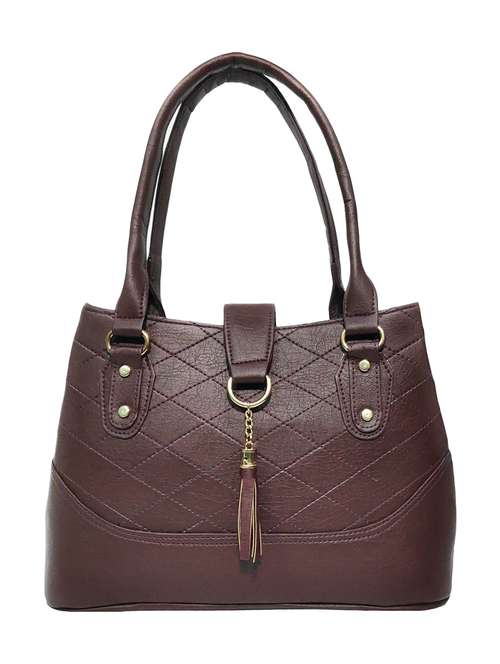 brown leatherette (pu) handbag - 18067047 -  Standard Image - 0