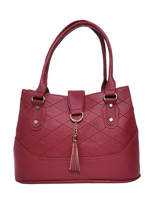 maroon leatherette (pu) handbag - 18067048 - Standard Image - 0
