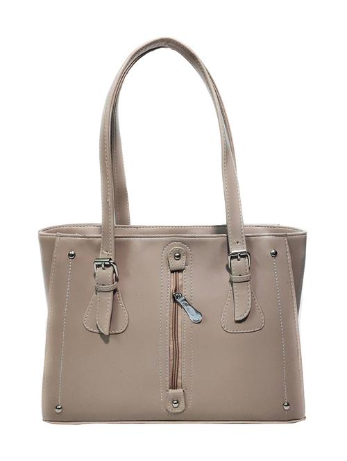 beige leatherette (pu) handbag - 18067055 -  Standard Image - 0