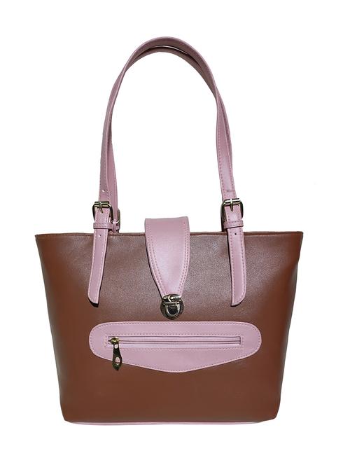 brown leatherette (pu) handbag - 18067069 - Standard Image - 0
