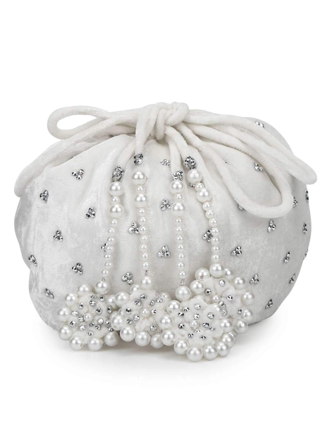 white cotton polyester blend ethnic potli