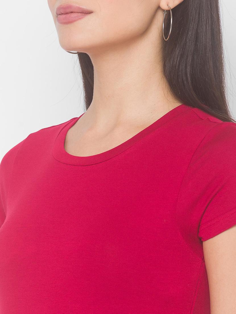 women's plain round neck t-shirt - 18068213 - Standard Image - 4