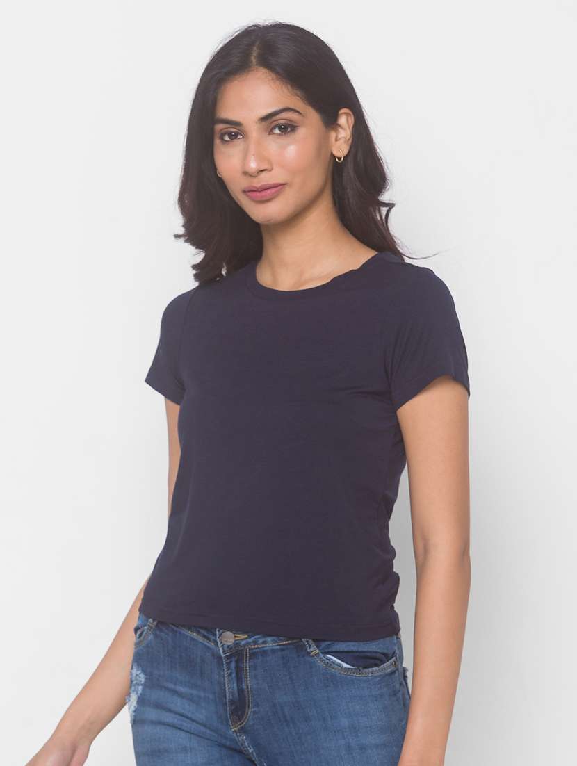 women's plain round neck t-shirt - 18068214 - Standard Image - 1