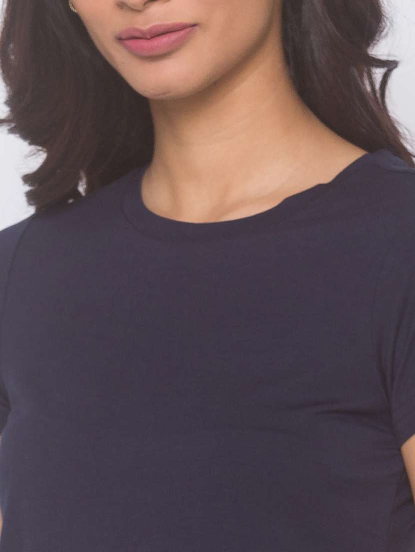 women's plain round neck t-shirt - 18068214 - Standard Image - 4