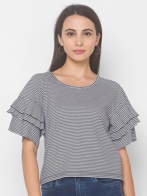 women's straight round neck top - 18068230 - Standard Image - 0
