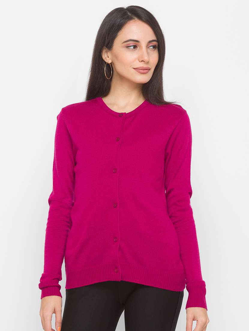 fuschia acrylic regular cardigan