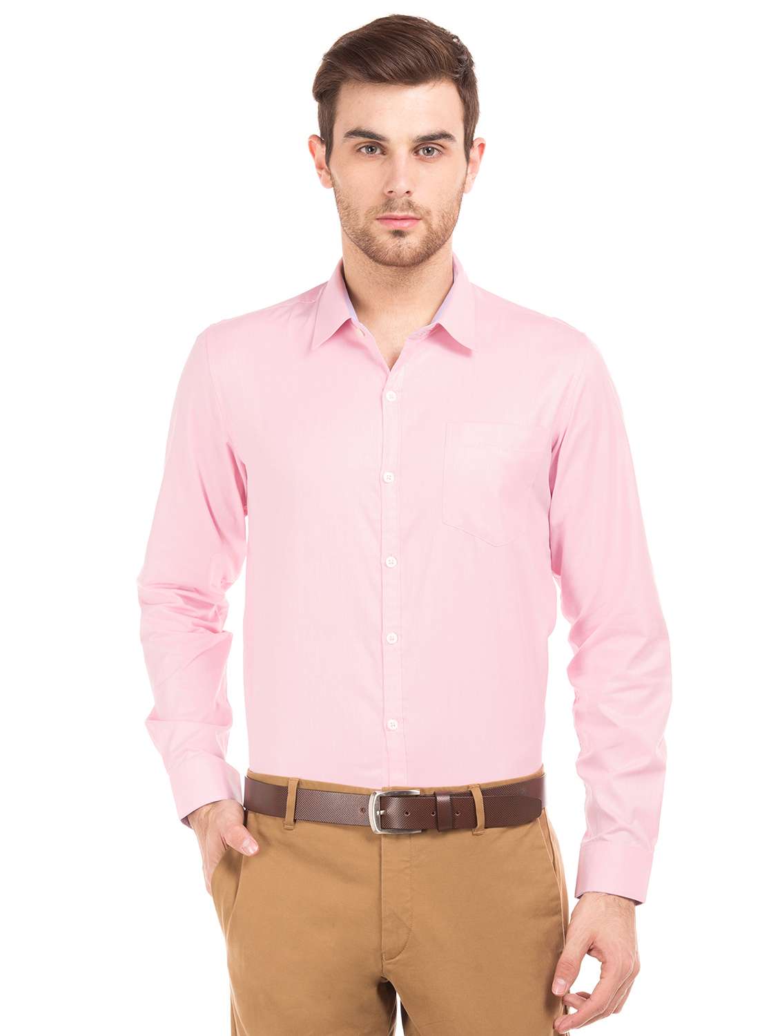 pink solid formal shirt