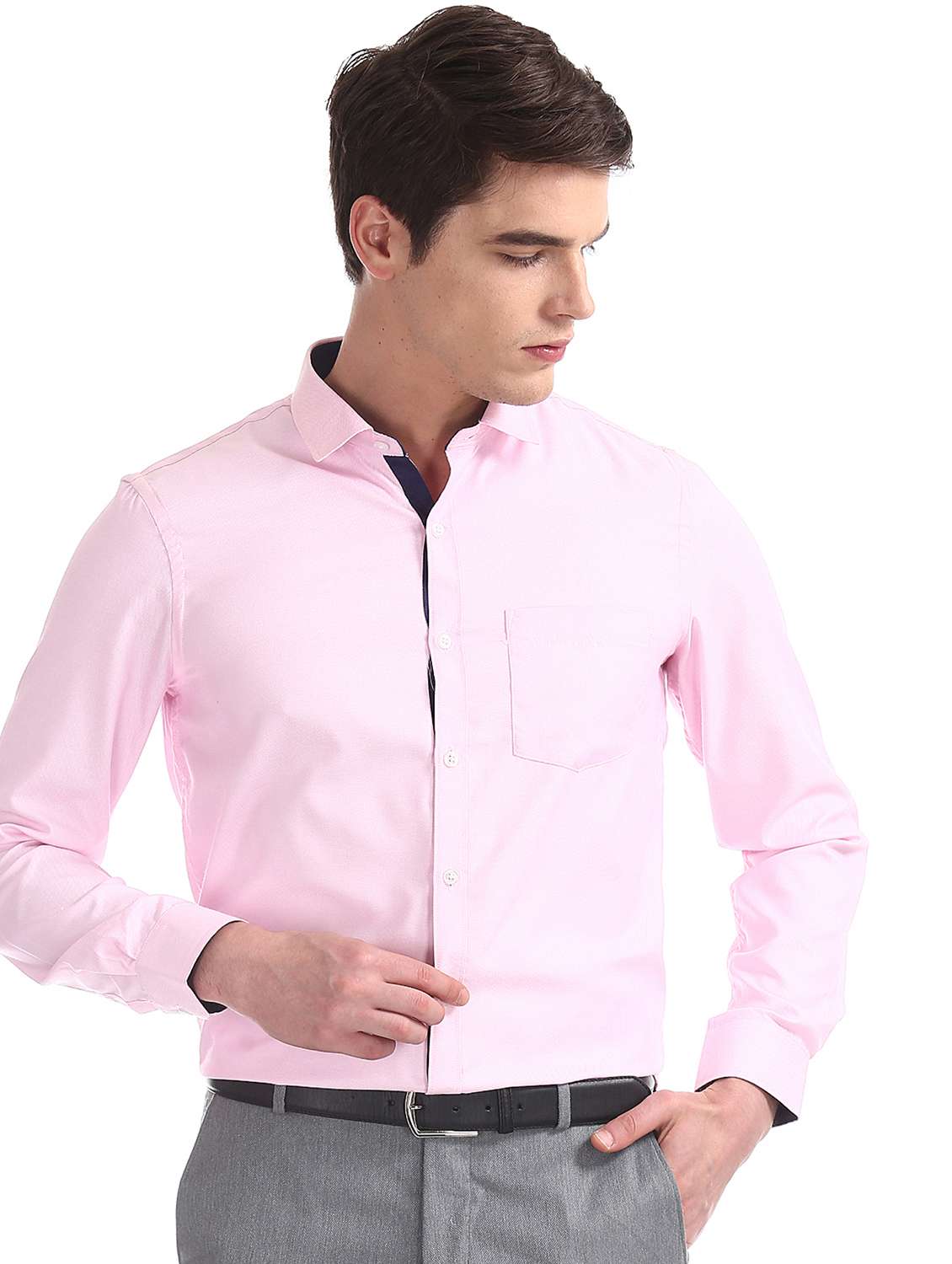 pink solid formal shirt