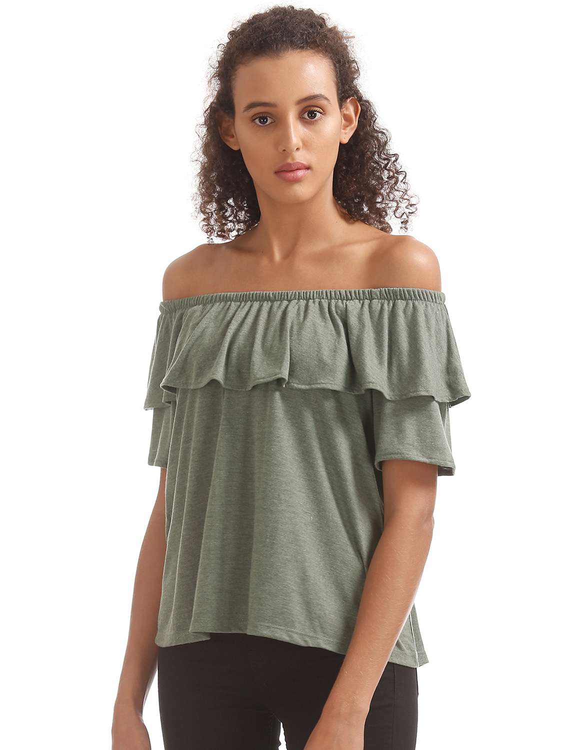 off shoulder solid top