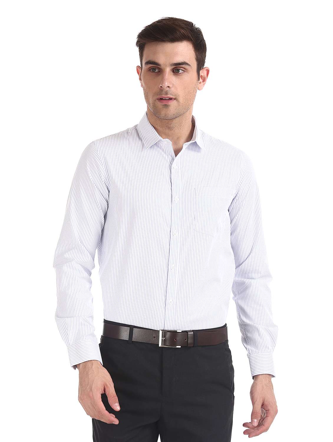 white striped formal shirt