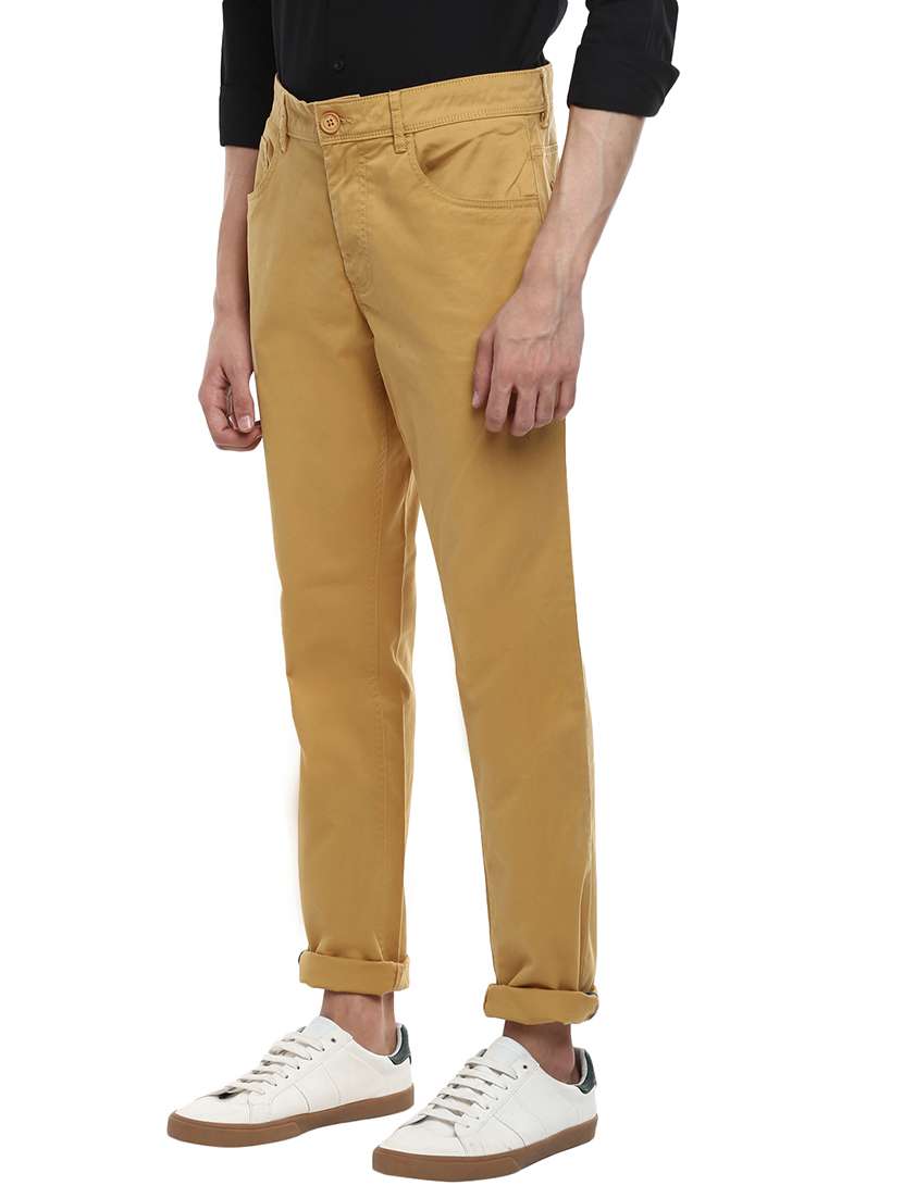 beige solid chinos casual trouser - 18073819 -  Standard Image - 1