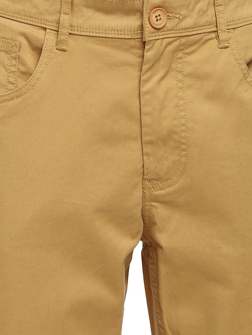 beige solid chinos casual trouser - 18073819 -  Standard Image - 4