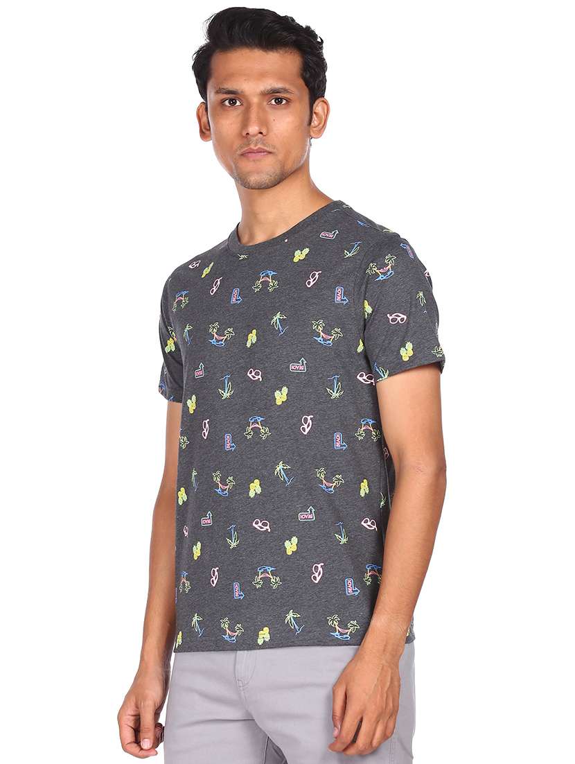 charcoal grey printed t-shirt