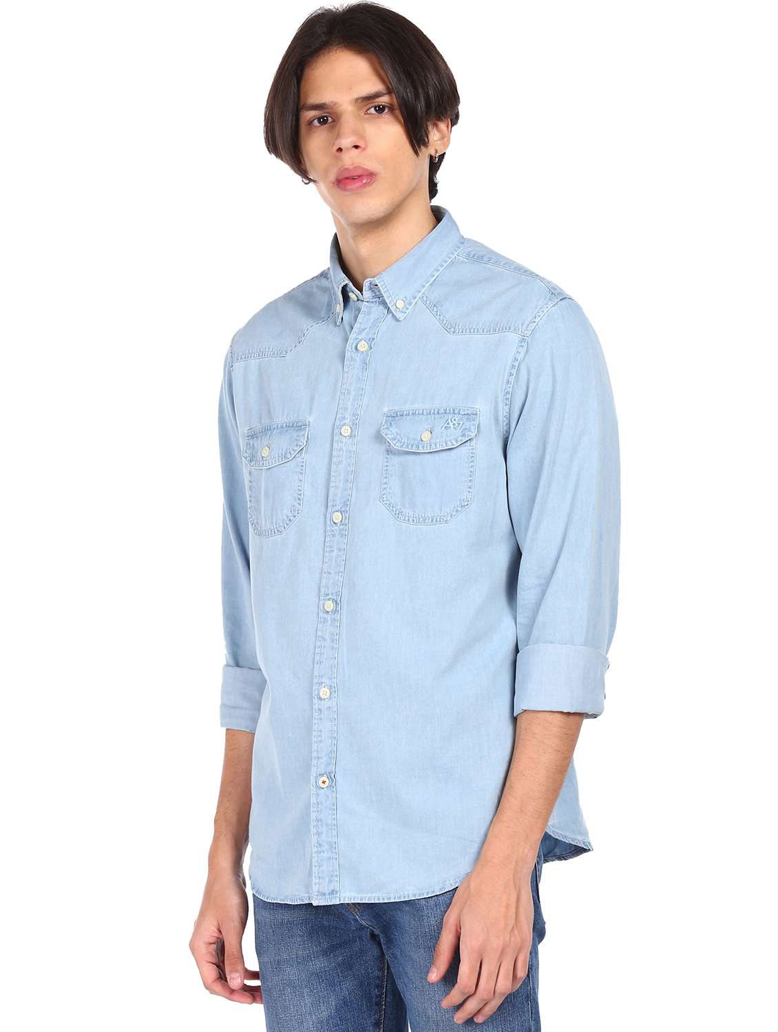 light blue denim casual shirt