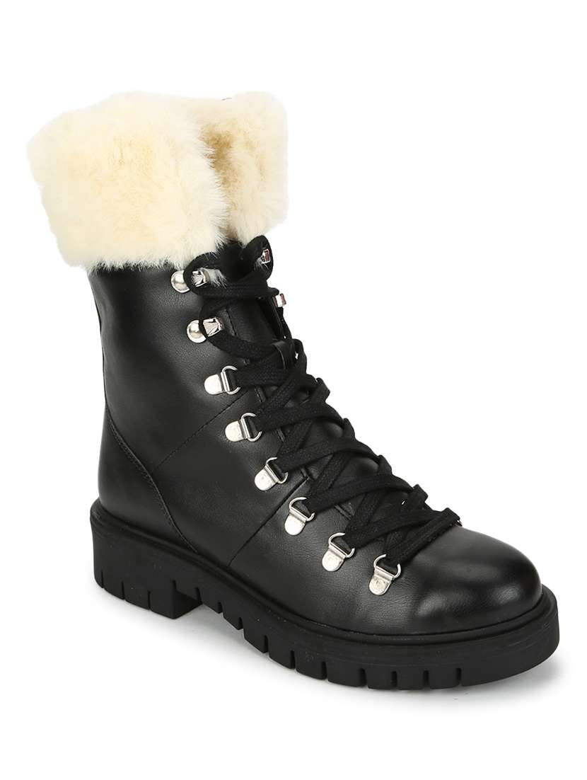 black pu ankle  boots