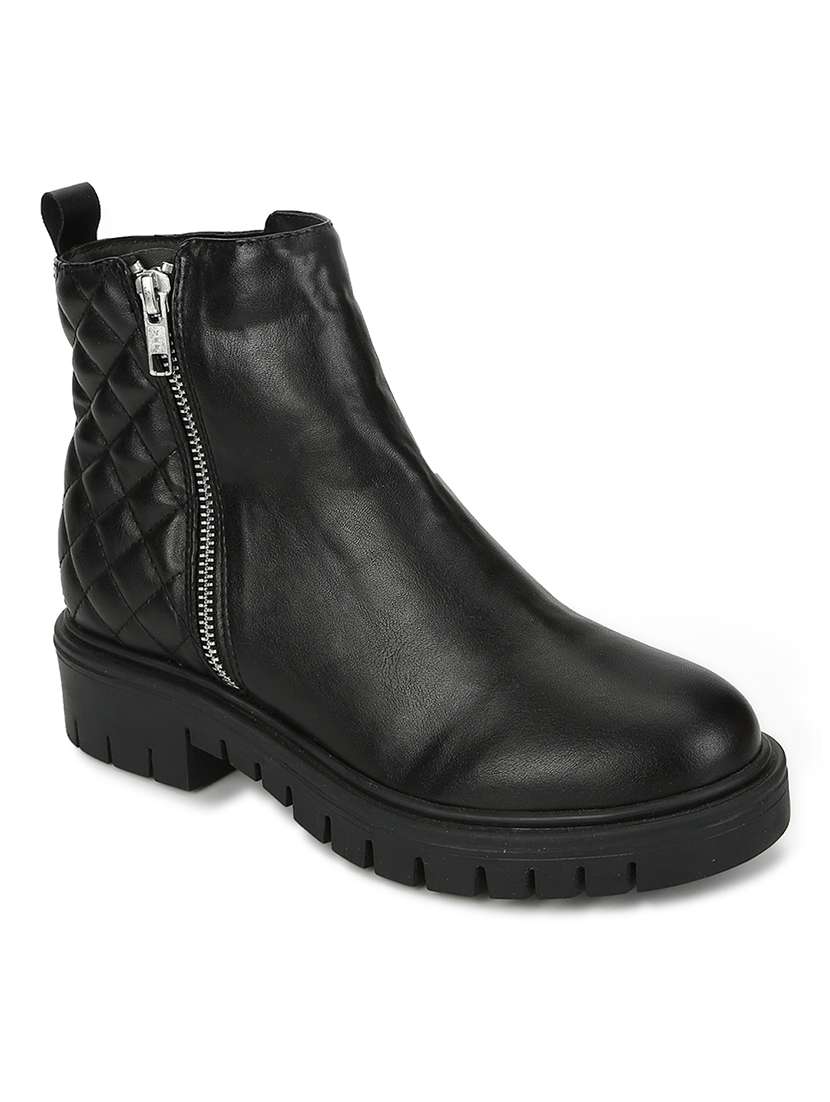 black pu ankle  boots