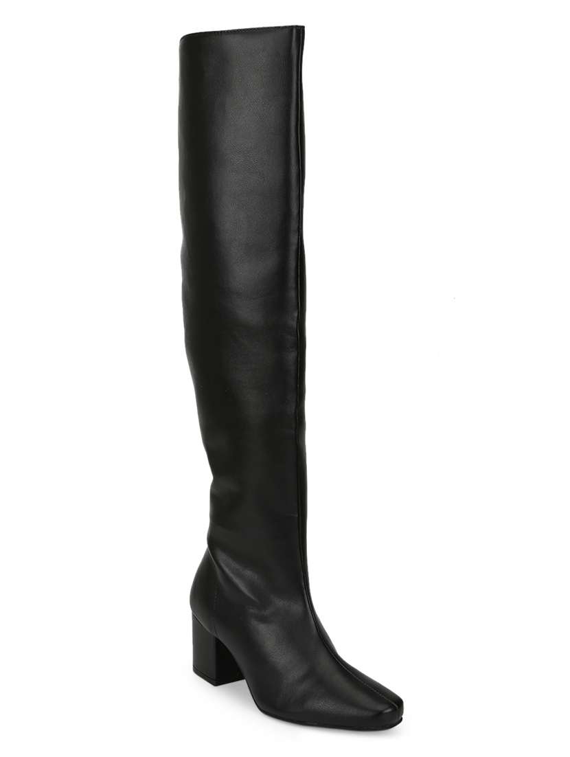 black pu knee length  boots