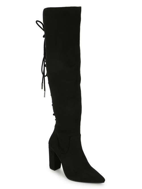 black suede knee length  boots - 18076000 -  Standard Image - 0