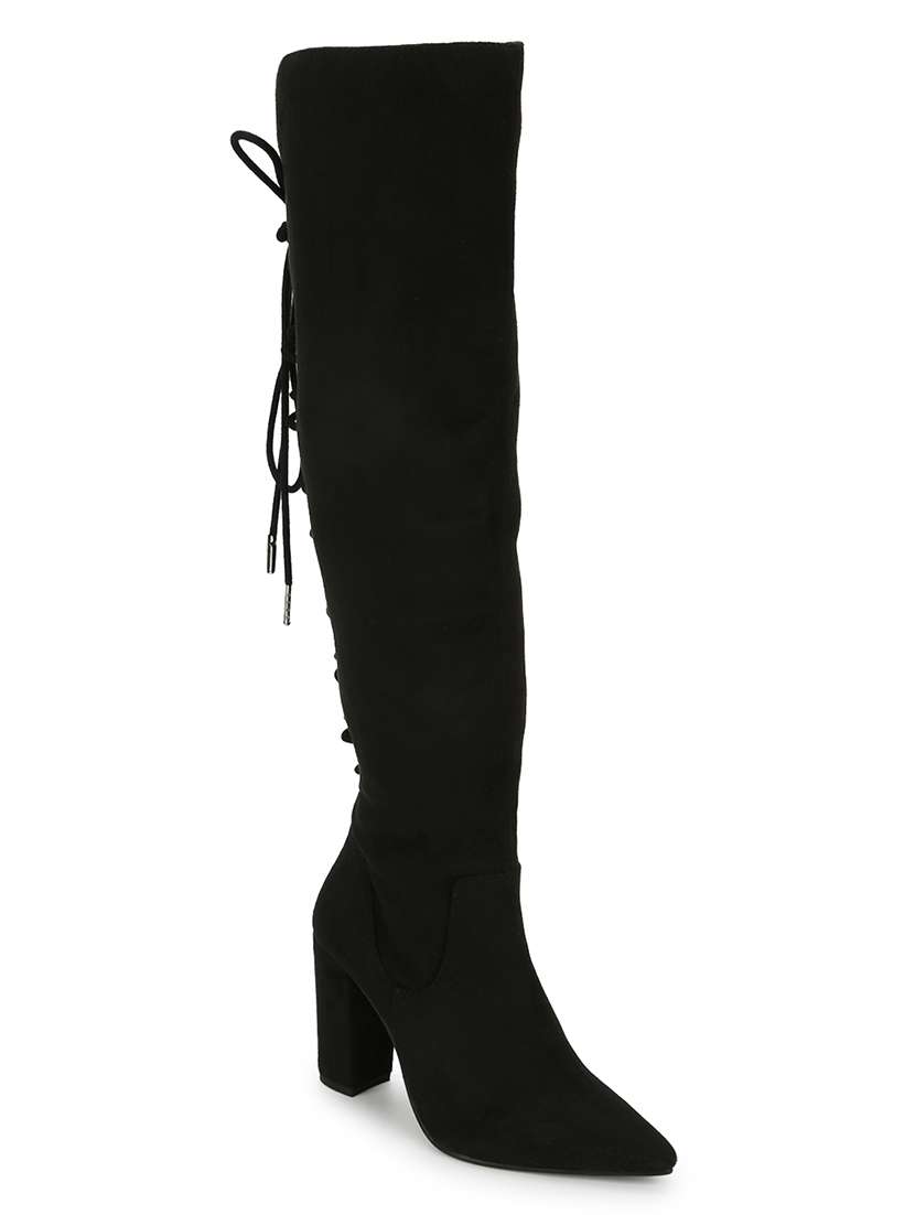 black suede knee length  boots