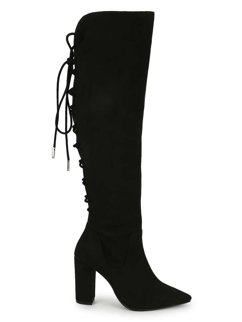 black suede knee length  boots - 18076000 -  Standard Image - 1