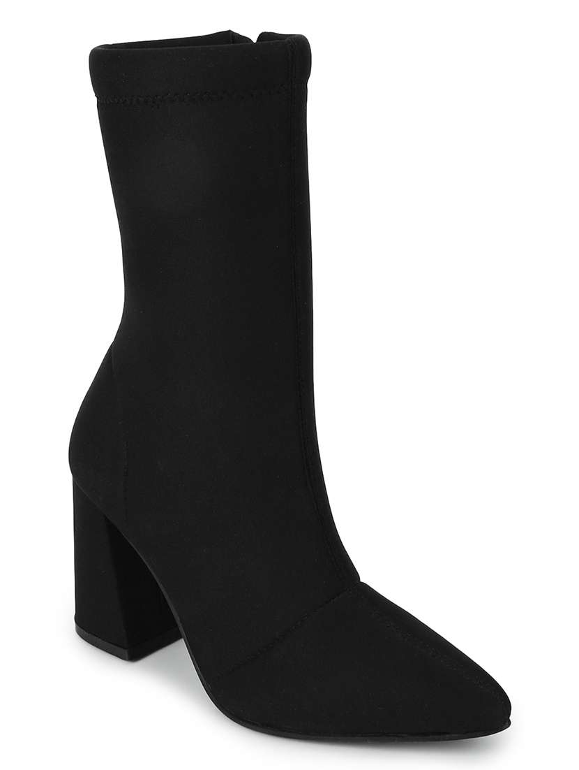 black canvas calf  boots